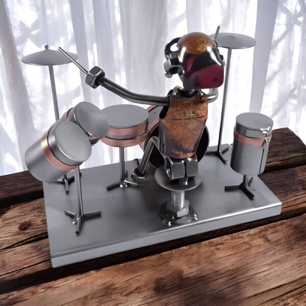 Cadeau pour musicien batteur - Figurine batteur en métal