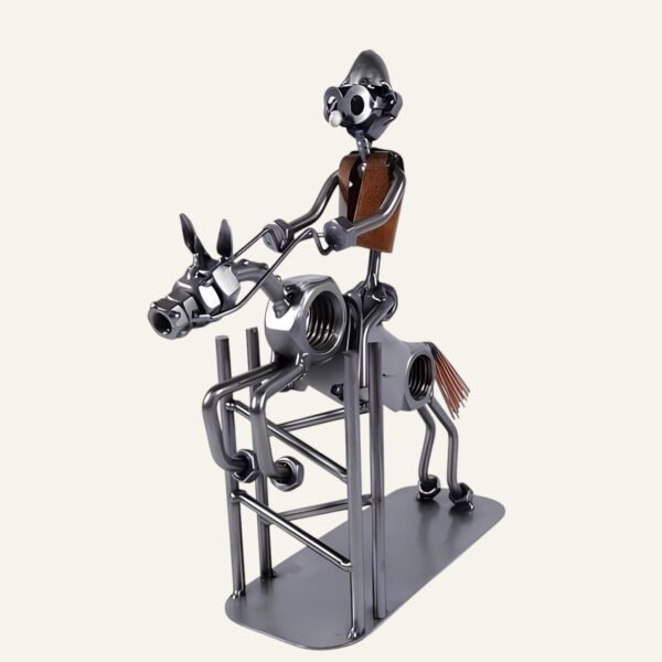 Figurine cavalier en métal avec son cheval