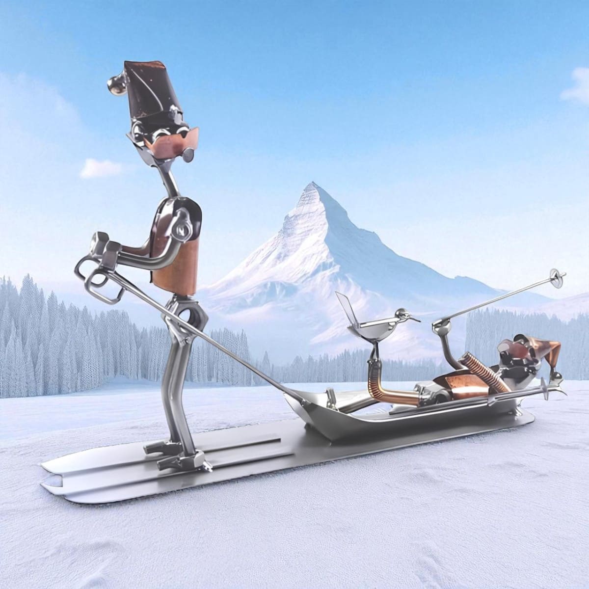 Décapsuleur En Bois Gravé Thème Ski - Accessoire Humoristique Pour Skieurs, Cadeau Original Noël Ou Anniversaire