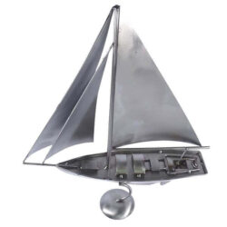 Grand Voilier Décoratif Métal Et Bois 40cm - Décoration Maritime - Cadeau Nautique Argent