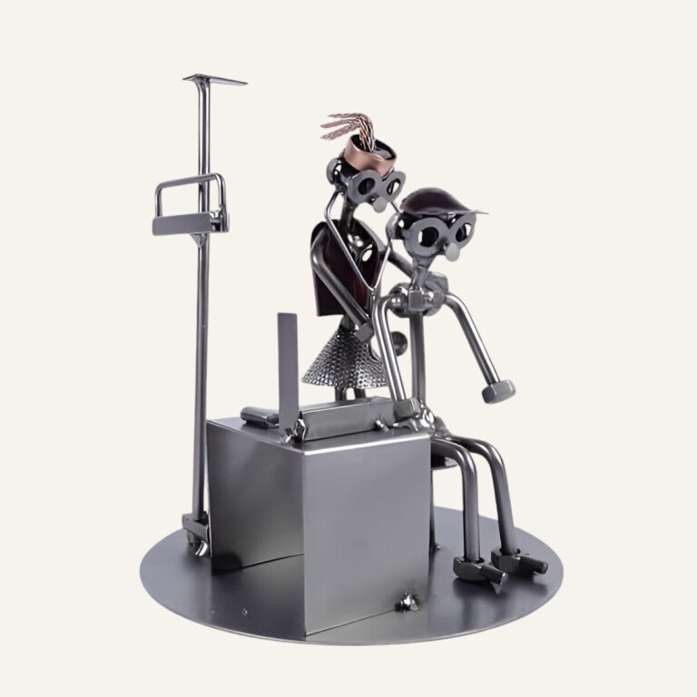 Figurine BRUBAKER échographie - Métal Argenté 14 Cm - Neuf - Décoration Moderne Médecin Patient