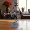Figurine cigogne avec bébé en métal