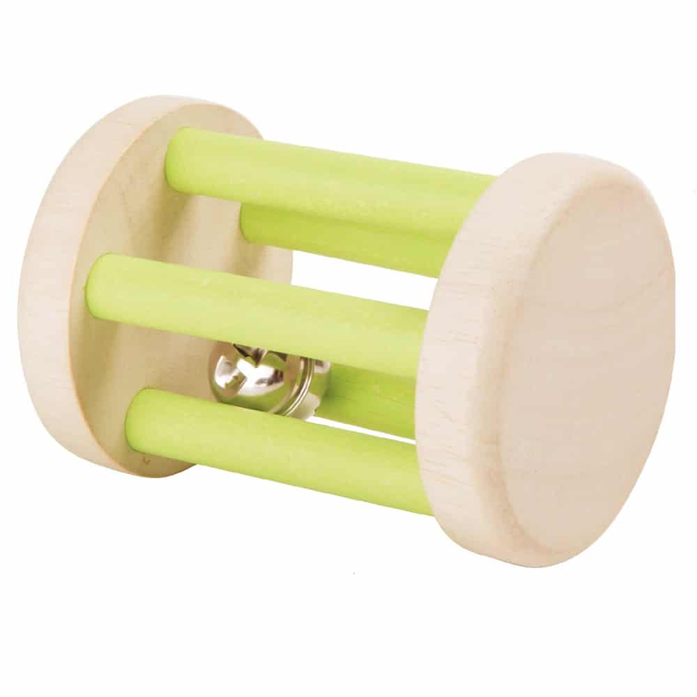 Tambour Hochet En Bois Pour Bébé – 16x8,5x3 Cm – Jouet Musical Artisanal – Éveil Sensoriel Et Développement Psychomoteur