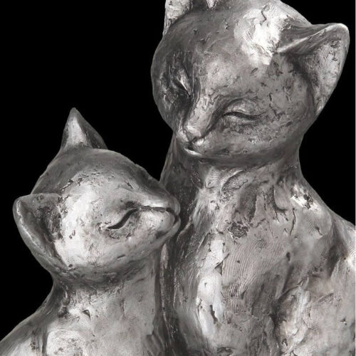 Statue chat résine gris