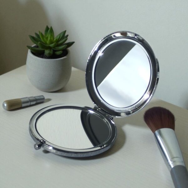 Miroir de poche de maquillage grossissant couleur argent