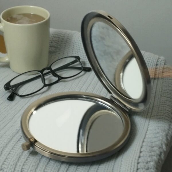 Miroir de poche de maquillage grossissant couleur bronze