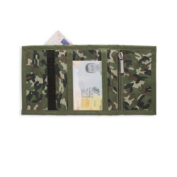 Portefeuille Ado Militaire Camouflage Pliable Avec Porte-Clés - Vert Armée 12x8cm