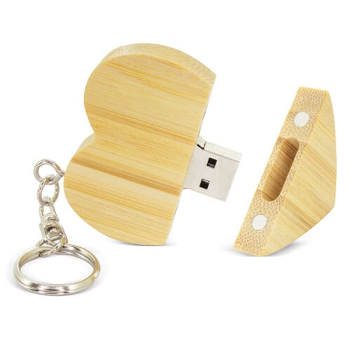 Clé USB bois coeur - Clé USB Bambou