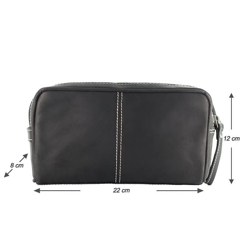 Trousse de toilette cuir homme noire - Passions Cadeaux