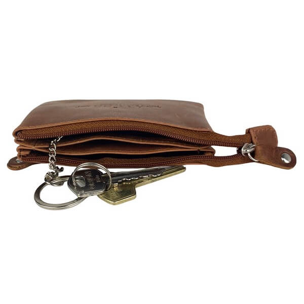 Porte-monnaie en cuir cognac