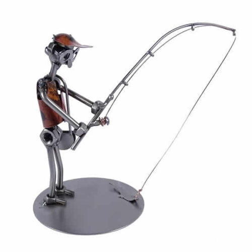 Figurine pêcheur en métal