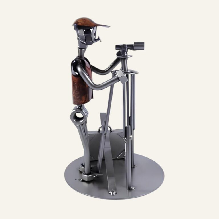 Figurine Décorative Architecte Avec Planche à Dessin - Métal Argenté 18 Cm - BRUBAKER - Neuf