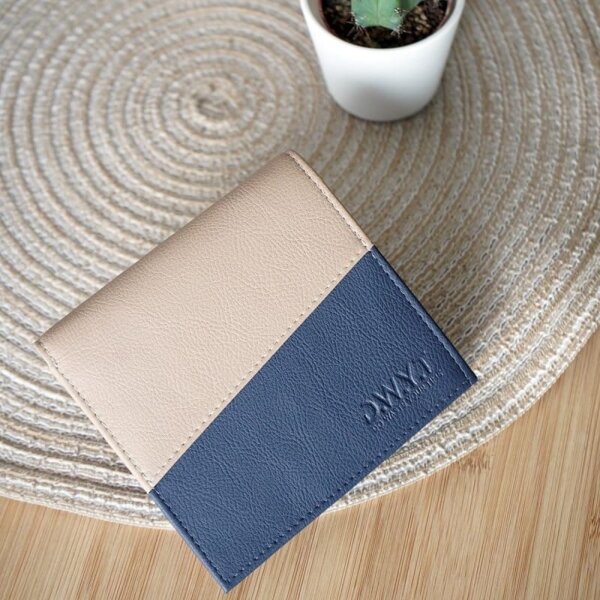 Portefeuille homme - Cuir de pomme - Beige/Bleu - RFID