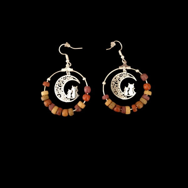 Boucles d'oreilles - Chats sur la lune