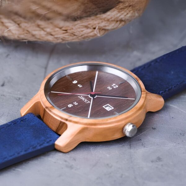 Montre en bois homme D.W.Y.T à mouvement Quartz avec bracelets bleu | Passions Cadeaux