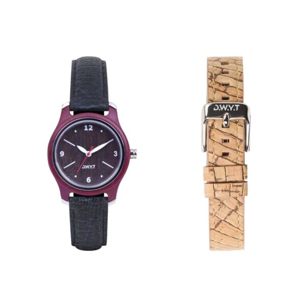 Montre femme en bois cuir de pomme