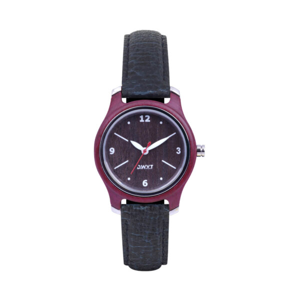 Montre Femme en Bois Cuir de pomme - Petra - Marron - DWYT – Image 3