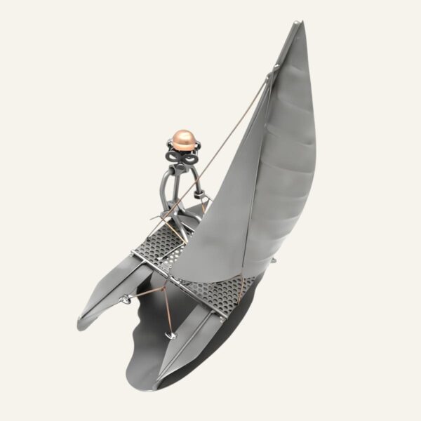 Cadeau voileux - Figurine catamaran en métal