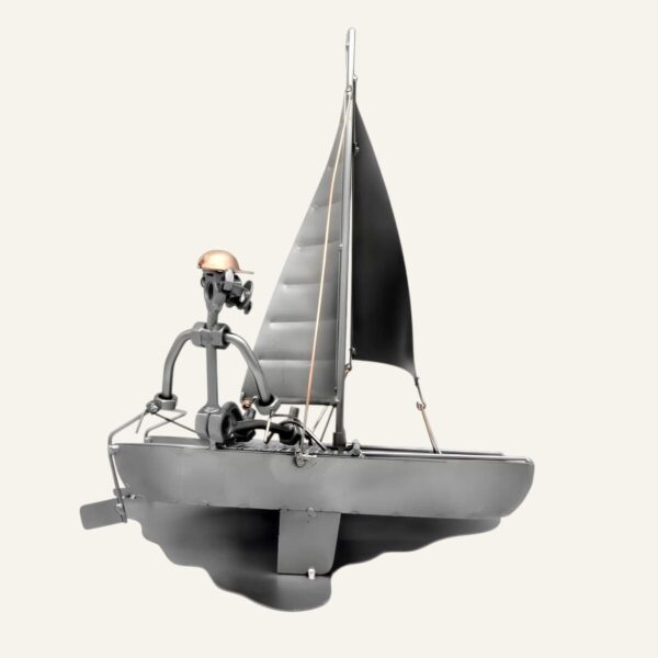 Cadeau voileux - Figurine catamaran en métal