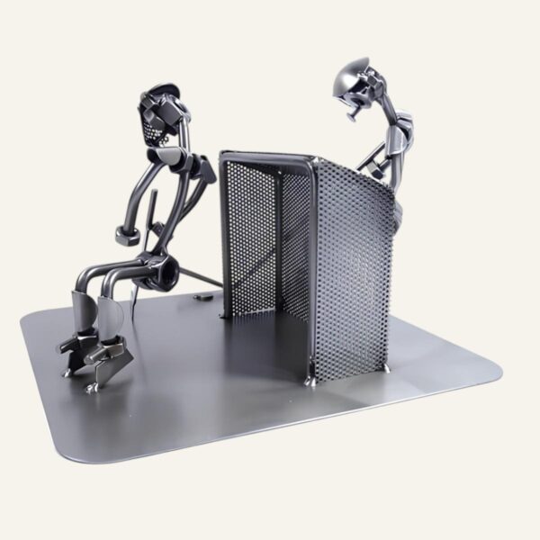 Cadeau hockey - Statue hockeyeurs en métal