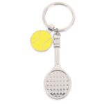 Lot de 6 mini porte-clés en forme de raquette de tennis avec pendentif balle de tennis et raquette de tennis - Décoration à suspendre, Par défaut