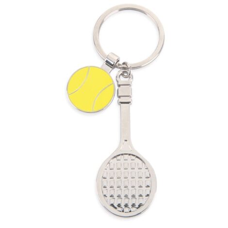 Porte clé tennis en métal avec balle et raquette