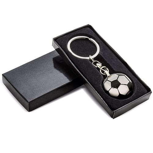 Porte-clés foot en métal en forme de ballon avec boite cadeau