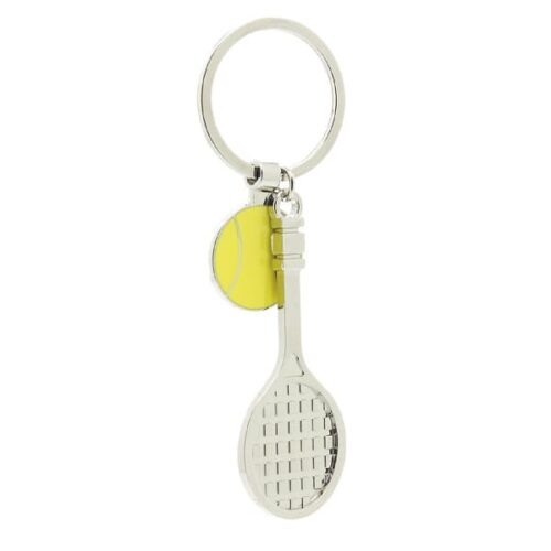Porte-clés tennis en métal avec balle et raquette
