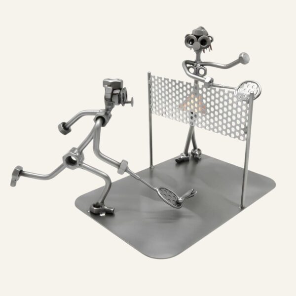 Cadeau badminton original - Figurine en métal représentant 2 joueurs de badminton