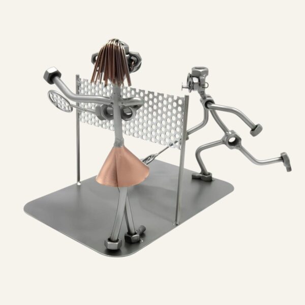 Cadeau badminton original - Figurine en métal représentant 2 joueurs de badminton