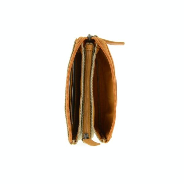 Porte-monnaie - Cuir & Toile -Orange - RFID