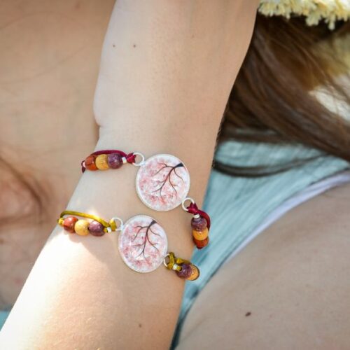 Bracelet femme en perle Natacha arbre de vie rose