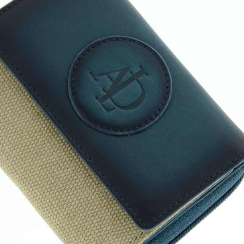 Petit portefeuille femme cuir et toile bleu-RFID 17