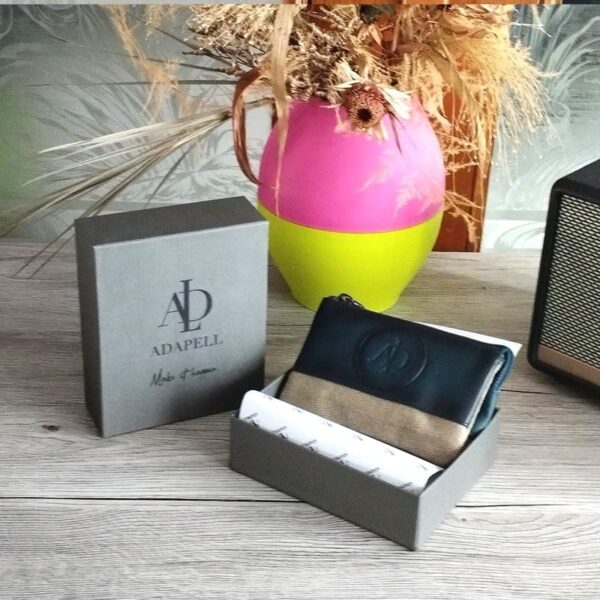 Porte-monnaie - Cuir & Toile - Bleu - RFID