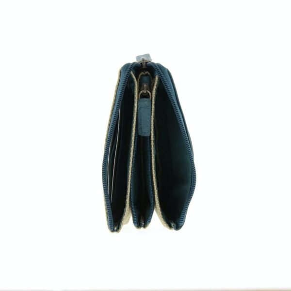 Porte-monnaie - Cuir & Toile -Bleu - RFID
