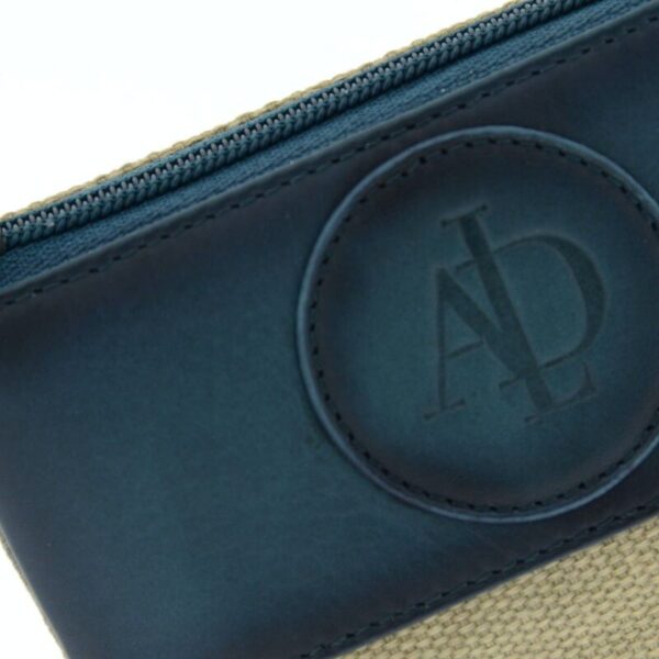 Porte-monnaie - Cuir & Toile -Bleu - RFID