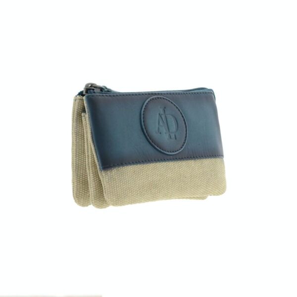 Porte-monnaie - Cuir & Toile -Bleu - RFID