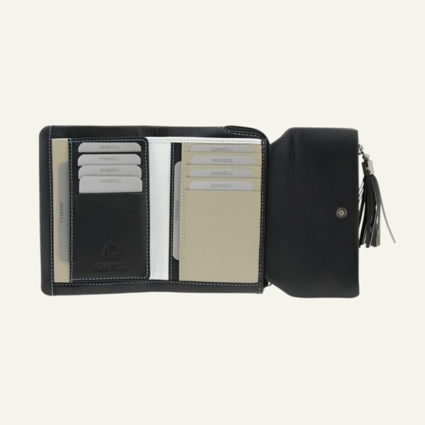 Portefeuille femme cuir noir - Modèle Anaïs
