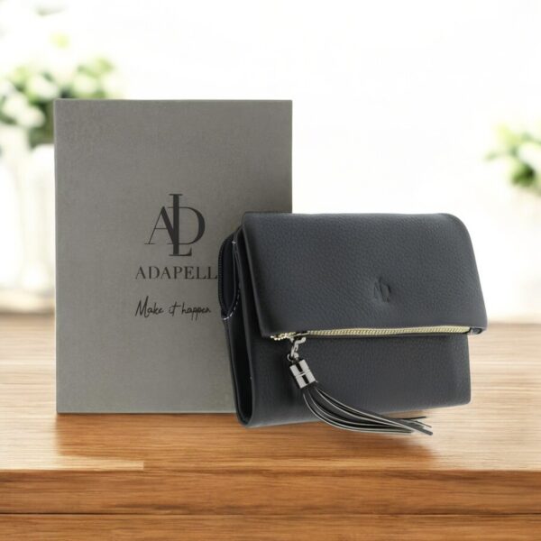 Portefeuille femme cuir noir - Modèle Anaïs