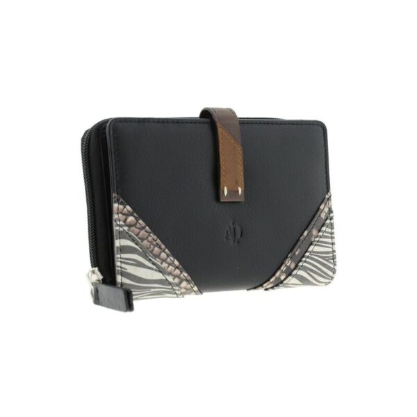 Petit Portefeuille Femme En Cuir - Porte-monnaie Compact élégant Avec 6 Emplacements Cartes Et Protection RFID - Evelyn Noir