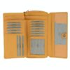 Grand portefeuille femme orange en cuir et toile avec protection RFID