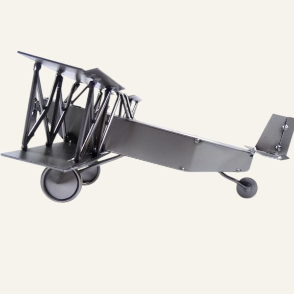 Figurine avion biplan en métal