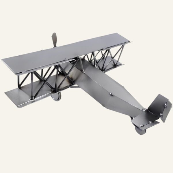 Figurine avion biplan en métal