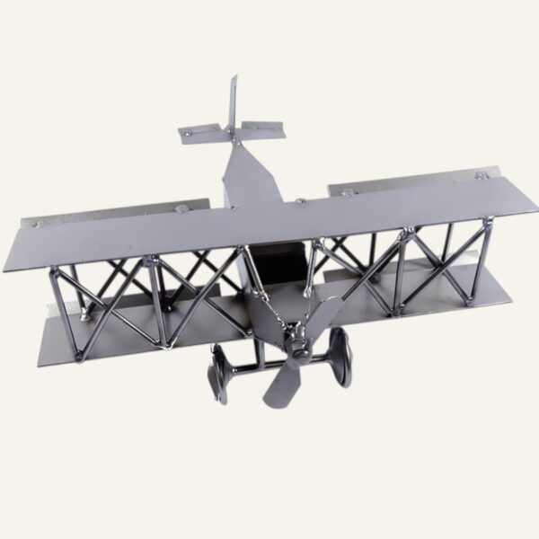 Figurine avion biplan en métal