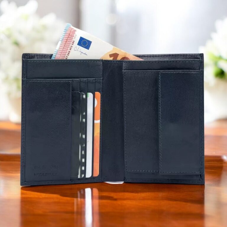 Portefeuille Homme Rovicky En Cuir Véritable – Bicolore Bleu Et Rouge – Protection RFID – Neuf