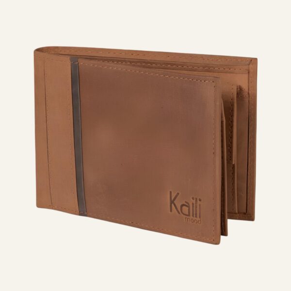 Portefeuille en cuir horizontal - Marron - Protection anti-RFID