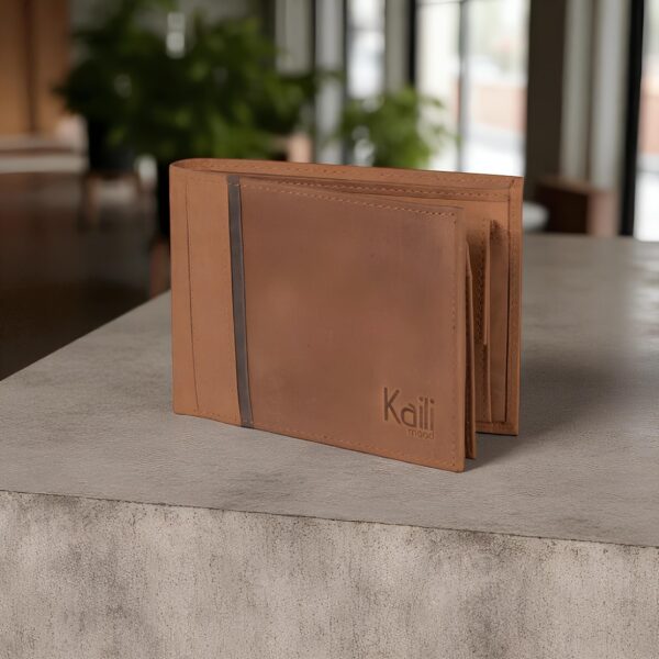 Portefeuille en cuir horizontal - Marron - Protection anti-RFID