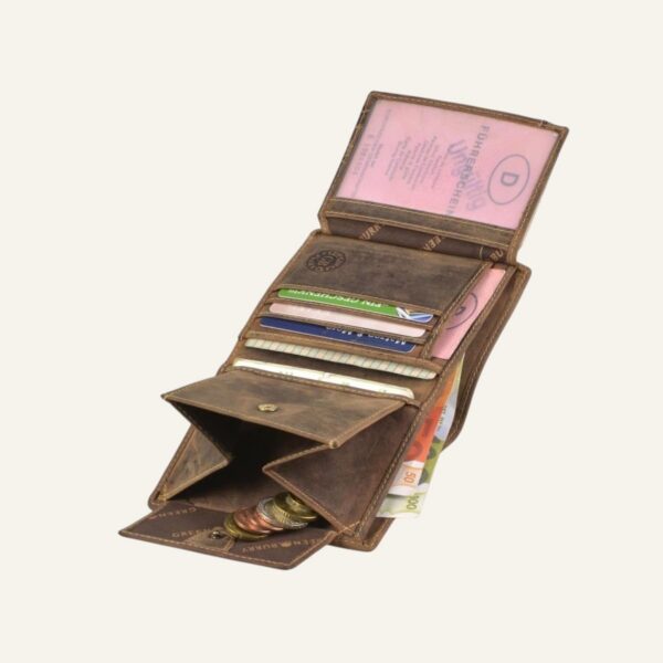 Portefeuille vertical homme en cuir 9x12,5cm marron antique
