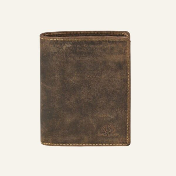 Portefeuille vertical homme en cuir 9x12,5cm marron antique