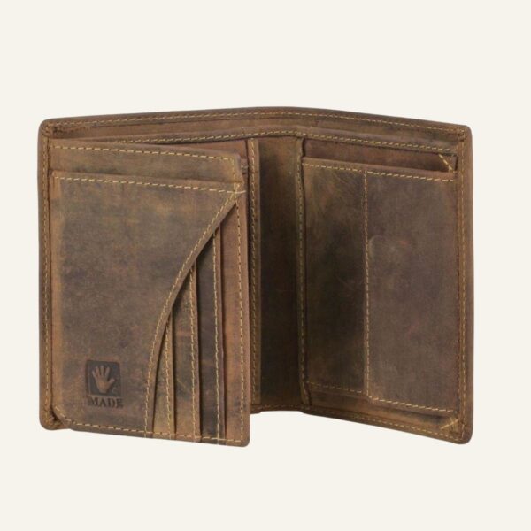 Portefeuille vertical homme en cuir 9x12,5cm marron antique